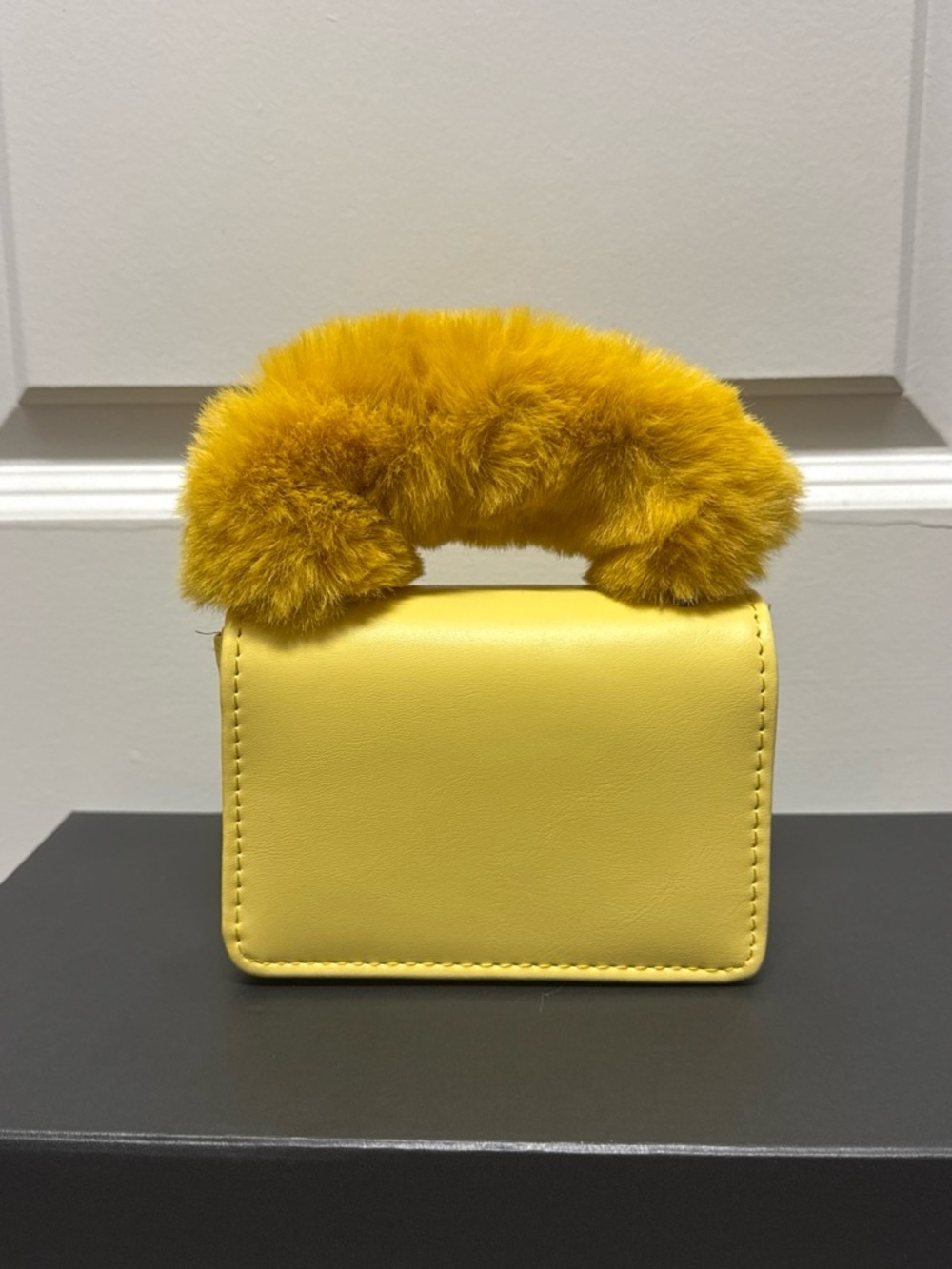 Yellow Faux Fur-Handle Mini Bag - Women Accessories